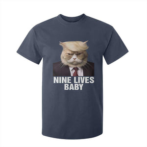 Funny Trump Supporter T Shirt For Kid Nine Lives Baby Trump Blond Hair Cat Cute Pet TS11 Navy Print Your Wear