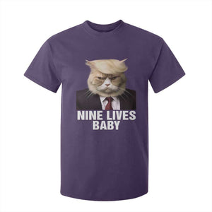 Funny Trump Supporter T Shirt For Kid Nine Lives Baby Trump Blond Hair Cat Cute Pet TS11 Purple Print Your Wear