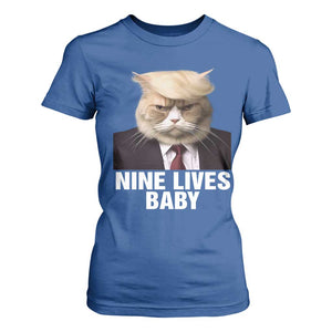 Funny Trump Supporter T Shirt For Women Nine Lives Baby Trump Blond Hair Cat Cute Pet TS11 Royal Blue Print Your Wear