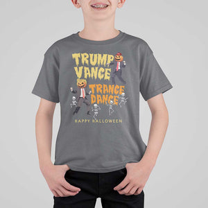 Funny Trump Vance Halloween T Shirt For Kid Trump Vance Trance Dance Pumpkin Skeleton Dancing TS11 Charcoal Print Your Wear