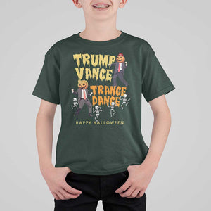 Funny Trump Vance Halloween T Shirt For Kid Trump Vance Trance Dance Pumpkin Skeleton Dancing TS11 Dark Forest Green Print Your Wear