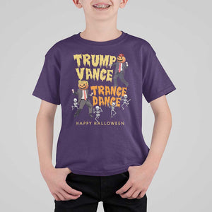 Funny Trump Vance Halloween T Shirt For Kid Trump Vance Trance Dance Pumpkin Skeleton Dancing TS11 Purple Print Your Wear
