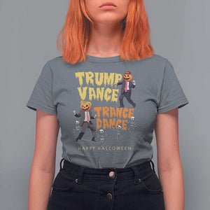 Funny Trump Vance Halloween T Shirt For Women Trump Vance Trance Dance Pumpkin Skeleton Dancing TS11 Charcoal Print Your Wear