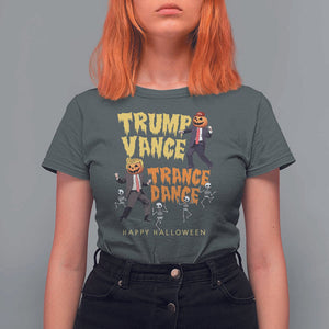 Funny Trump Vance Halloween T Shirt For Women Trump Vance Trance Dance Pumpkin Skeleton Dancing TS11 Dark Heather Print Your Wear