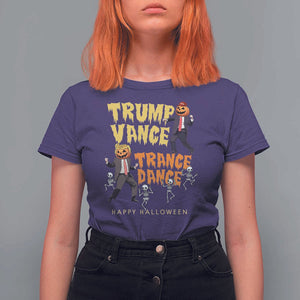 Funny Trump Vance Halloween T Shirt For Women Trump Vance Trance Dance Pumpkin Skeleton Dancing TS11 Purple Print Your Wear