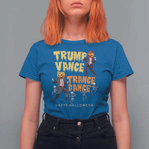 Funny Trump Vance Halloween T Shirt For Women Trump Vance Trance Dance Pumpkin Skeleton Dancing TS11 Royal Blue Print Your Wear