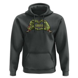 Funny Harris Halloween Hoodie Harris Heart Green Zombie Hand Election 2024 Costume TS11 Dark Heather Print Your Wear