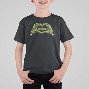 Funny Harris Halloween T Shirt For Kid Harris Heart Green Zombie Hand Election 2024 Costume TS11 Black Print Your Wear
