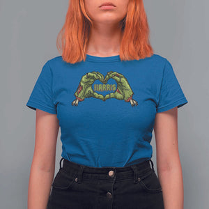 Funny Harris Halloween T Shirt For Women Harris Heart Green Zombie Hand Election 2024 Costume TS11 Royal Blue Print Your Wear