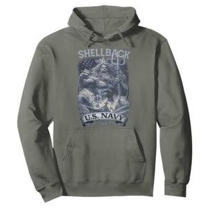 Navy Veteran Hoodie King Neptune Shellback Ancient Order Of The Deep TS11 Military Green Print Your Wear