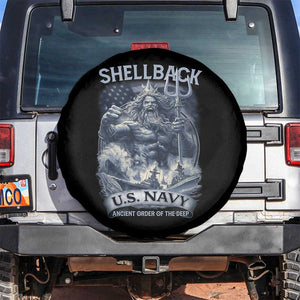 Navy Veteran Spare Tire Cover King Neptune Shellback Ancient Order Of The Deep TS11 No hole Black Print Your Wear