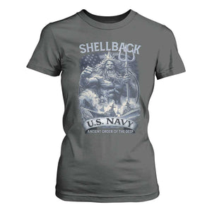 Navy Veteran T Shirt For Women King Neptune Shellback Ancient Order Of The Deep TS11 Dark Heather Print Your Wear
