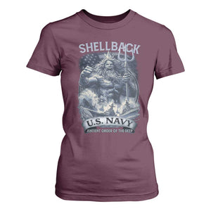 Navy Veteran T Shirt For Women King Neptune Shellback Ancient Order Of The Deep TS11 Maroon Print Your Wear