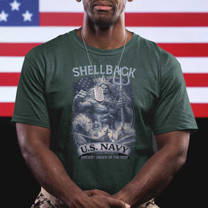 Navy Veteran T Shirt King Neptune Shellback Ancient Order Of The Deep TS11 Dark Forest Green Print Your Wear