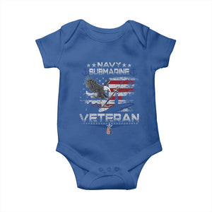 Navy Submarine Veteran Baby Onesie Military Patriotic Vintage American Flag TS11 Royal Blue Print Your Wear