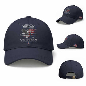Navy Submarine Veteran Baseball Cap Military Patriotic Vintage American Flag TS11 Baseball Cap Universal Fit Navy Print Your Wear