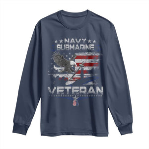 Navy Submarine Veteran Long Sleeve Shirt Military Patriotic Vintage American Flag TS11 Navy Print Your Wear