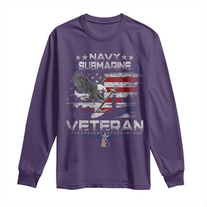 Navy Submarine Veteran Long Sleeve Shirt Military Patriotic Vintage American Flag TS11 Purple Print Your Wear
