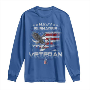 Navy Submarine Veteran Long Sleeve Shirt Military Patriotic Vintage American Flag TS11 Royal Blue Print Your Wear