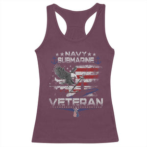 Navy Submarine Veteran Racerback Tank Top Military Patriotic Vintage American Flag TS11 Maroon Print Your Wear