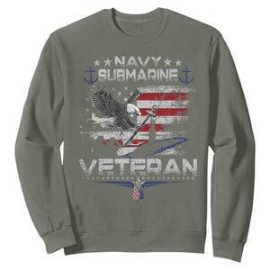 Navy Submarine Veteran Sweatshirt Military Patriotic Vintage American Flag TS11 Military Green Print Your Wear