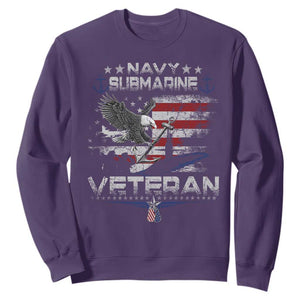 Navy Submarine Veteran Sweatshirt Military Patriotic Vintage American Flag TS11 Purple Print Your Wear