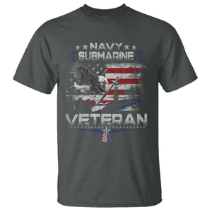 Navy Submarine Veteran T Shirt Military Patriotic Vintage American Flag TS11 Dark Heather Print Your Wear