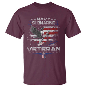 Navy Submarine Veteran T Shirt Military Patriotic Vintage American Flag TS11 Maroon Print Your Wear