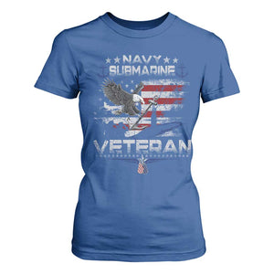 Navy Submarine Veteran T Shirt For Women Military Patriotic Vintage American Flag TS11 Royal Blue Print Your Wear