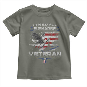 Navy Submarine Veteran Toddler T Shirt Military Patriotic Vintage American Flag TS11 Military Green Print Your Wear