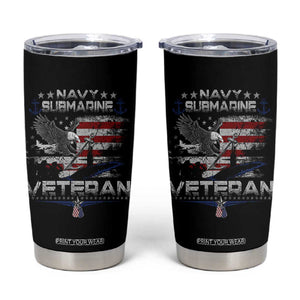 Navy Submarine Veteran Tumbler Cup Military Patriotic Vintage American Flag TS11 Black Print Your Wear
