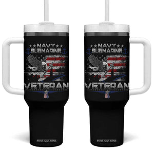 Navy Submarine Veteran Tumbler With Handle Military Patriotic Vintage American Flag TS11 One Size: 40 oz Black Print Your Wear