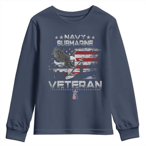 Navy Submarine Veteran Youth Sweatshirt Military Patriotic Vintage American Flag TS11 Navy Print Your Wear