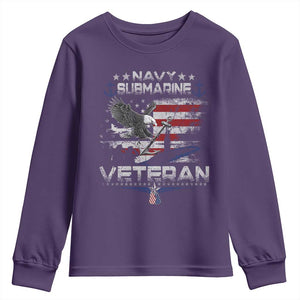 Navy Submarine Veteran Youth Sweatshirt Military Patriotic Vintage American Flag TS11 Purple Print Your Wear