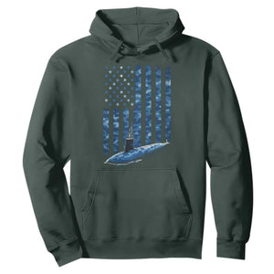 Patriotic Submarine Veteran Hoodie Submariner Vintage Camo American Flag TS11 Dark Forest Green Print Your Wear