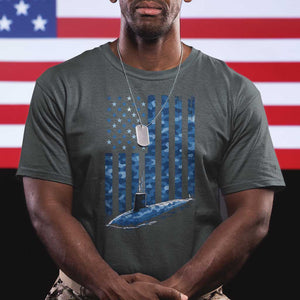 Patriotic Submarine Veteran T Shirt - Submariner Vintage Camo American Flag Military Pride Tee TS11 Dark Heather Print Your Wear