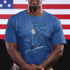 Patriotic Submarine Veteran T Shirt - Submariner Vintage Camo American Flag Military Pride Tee TS11 Royal Blue Print Your Wear
