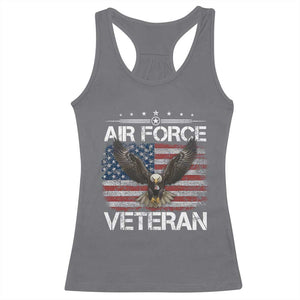 Air Force Veteran Racerback Tank Top Bald Eagle Vintage American Flag TS11 Charcoal Print Your Wear