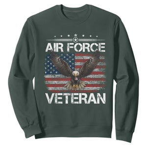 Air Force Veteran Sweatshirt Bald Eagle Vintage American Flag TS11 Dark Forest Green Print Your Wear