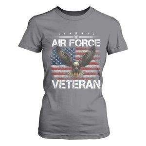 Air Force Veteran T Shirt For Women Bald Eagle Vintage American Flag TS11 Charcoal Print Your Wear