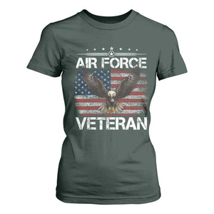 Air Force Veteran T Shirt For Women Bald Eagle Vintage American Flag TS11 Dark Forest Green Print Your Wear