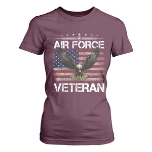 Air Force Veteran T Shirt For Women Bald Eagle Vintage American Flag TS11 Maroon Print Your Wear