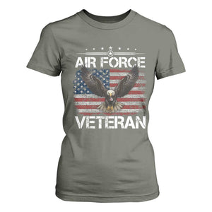 Air Force Veteran T Shirt For Women Bald Eagle Vintage American Flag TS11 Military Green Print Your Wear