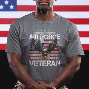 Air Force Veteran T Shirt Bald Eagle Vintage American Flag TS11 Charcoal Print Your Wear