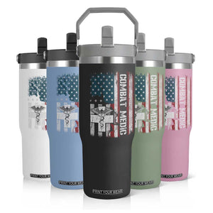Combat Medic Soldier Flip Straw Tumbler Medical Military American Flag TS11 Print Your Wear