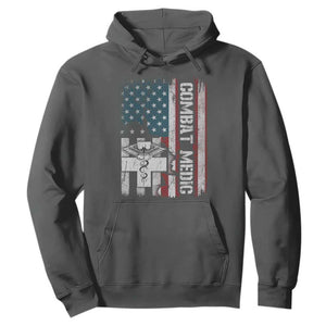 Combat Medic Soldier Hoodie Medical Military American Flag TS11 Dark Heather Print Your Wear