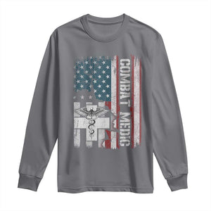 Combat Medic Soldier Long Sleeve Shirt Medical Military American Flag TS11 Charcoal Print Your Wear