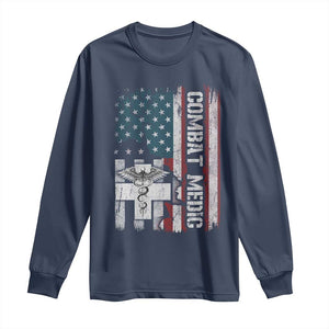 Combat Medic Soldier Long Sleeve Shirt Medical Military American Flag TS11 Navy Print Your Wear
