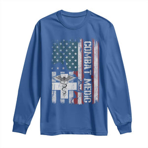 Combat Medic Soldier Long Sleeve Shirt Medical Military American Flag TS11 Royal Blue Print Your Wear