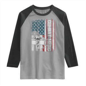 Combat Medic Soldier Raglan Shirt Medical Military American Flag TS11 Sport Gray Black Print Your Wear
